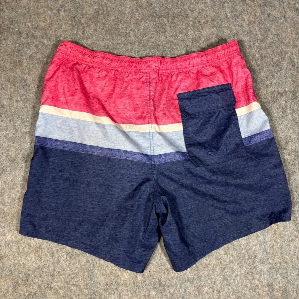 Vineyard Vines Swim Trunks Mens L Pink Blue Colorblock Preppy Lined Bathing Suit